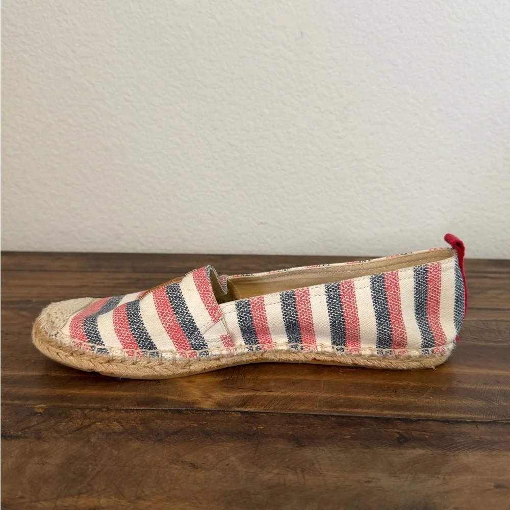 Tommy Hilfiger Striped Canvas TH Logo Espadrille Shoes. Size 8.